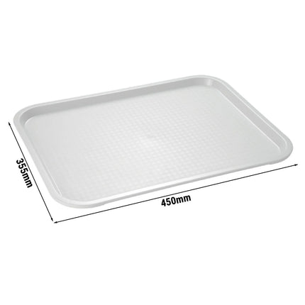 (6 pcs) GGM Gastro FAST FOOD Tray - FAST FOOD - Polypropylene - 450x355mm - Height: 25mm - Grey - non-slip surface