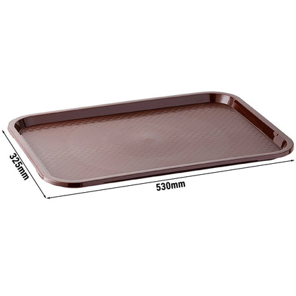 (6 pcs) GGM Gastro FAST FOOD Tray - FAST FOOD - Polypropylene - 530x325mm - Height: 20mm - Brown - non-slip surface