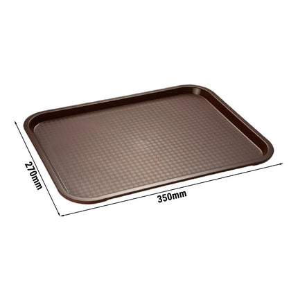 (6 pcs) GGM Gastro FAST FOOD Tray - Polypropylene - 350x270mm - Height: 20mm - Brown - non-slip surface