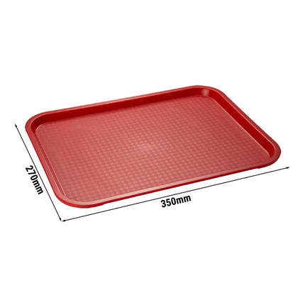 (6 pcs) GGM Gastro FAST FOOD Tray - Polypropylene - 350x270mm - Height: 20mm - Red - non-slip surface