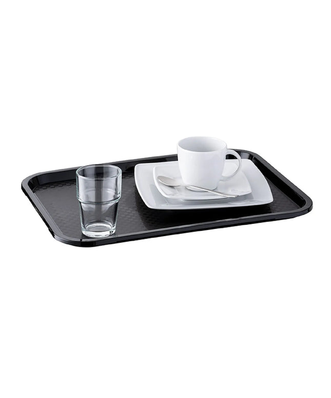 (6 pcs) GGM Gastro FAST FOOD Tray - Polypropylene - 410x305mm - Height: 25mm - Black - non-slip surface