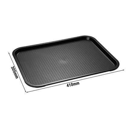 (6 pcs) GGM Gastro FAST FOOD Tray - Polypropylene - 410x305mm - Height: 25mm - Black - non-slip surface