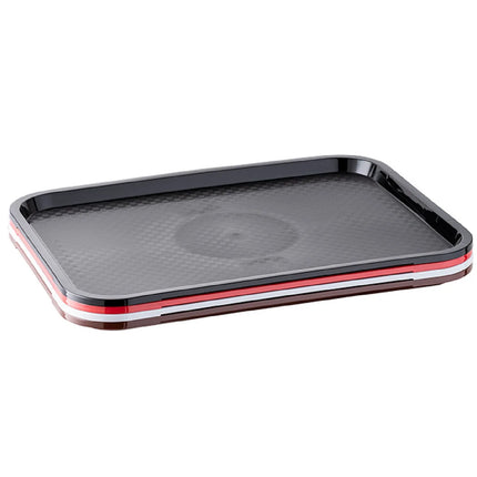 (6 pcs) GGM Gastro FAST FOOD Tray - Polypropylene - 410x305mm - Height: 25mm - Black - non-slip surface
