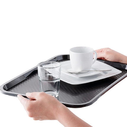 (6 pcs) GGM Gastro FAST FOOD Tray - Polypropylene - 410x305mm - Height: 25mm - Black - non-slip surface