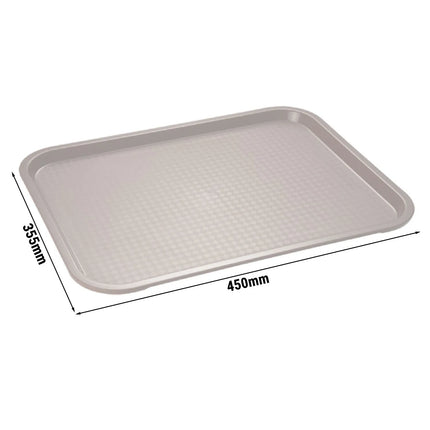 (6 pcs) GGM Gastro FAST FOOD Tray - Polypropylene - 450x355mm - Height: 25mm - Brown - non-slip surface