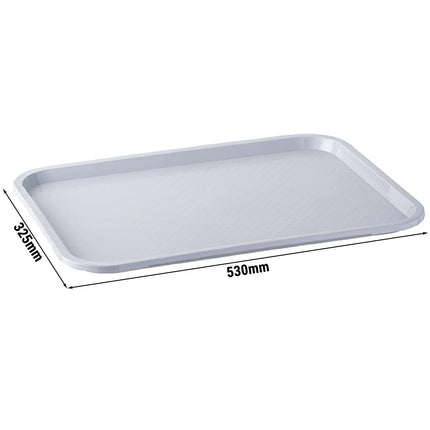 (6 pcs) GGM Gastro FAST FOOD Tray - Polypropylene - 530x325mm - Height: 20mm - Grey - non-slip surface - stackable; dishwasher-safe; shatterproof