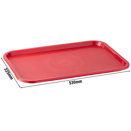 (6 pcs) GGM Gastro FAST FOOD Tray - Polypropylene - 530x325mm - Height: 20mm - Red - non-slip surface