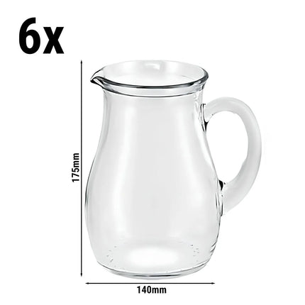(6 pcs) Glass Jug - GGM Gastro Roxy - 1L