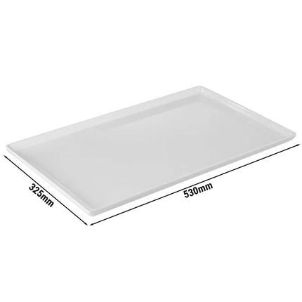 (6 pcs) GN 1/1 Gastronorm Tray - GGM Gastro FLOAT - Melamine - 530x325mm - Height: 30mm - White