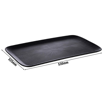 (6 pcs) GN 1/1 Gastronorm Tray - GGM Gastro NERO - Melamine - 530x325mm - Height: 25mm - Black