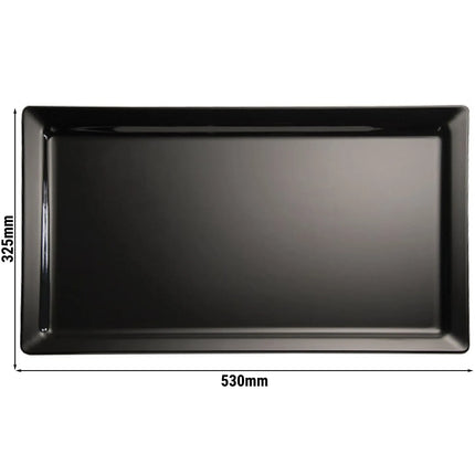 (6 pcs) GN 1/1 Gastronorm Tray - GGM Gastro PURE - Melamine - 530x325mm - Height: 30mm - Black