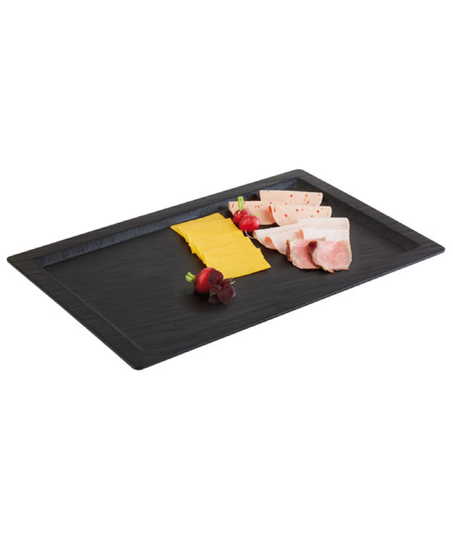 (6 pcs) GN 1/1 Gastronorm Tray - GGM Gastro SLATE - Melamine - 530x325mm - Height: 15mm - Black