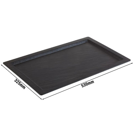 (6 pcs) GN 1/1 Gastronorm Tray - GGM Gastro SLATE - Melamine - 530x325mm - Height: 15mm - Black