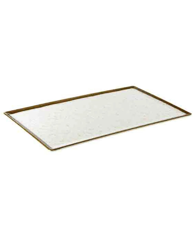 (6 pcs) GN 1/1 Gastronorm Tray - GGM Gastro STONE ART - Melamine - 530x325mm - Height: 15mm - Brown/White