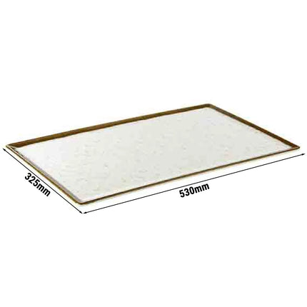 (6 pcs) GN 1/1 Gastronorm Tray - GGM Gastro STONE ART - Melamine - 530x325mm - Height: 15mm - Brown/White