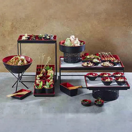 (6 pcs) GN 1/2 Gastronorm Tray - GGM Gastro ASIA PLUS - Melamine - 325x265mm - Height: 30mm - Black