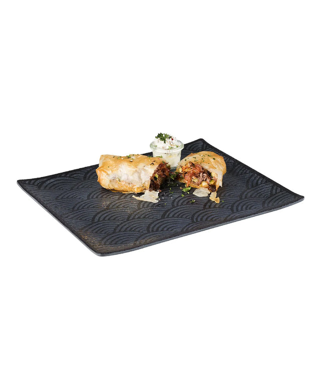 (6 pcs) GN 1/2 Gastronorm Tray - GGM Gastro DARK WAVE - Melamine - 325x265mm - Height: 20mm - Black