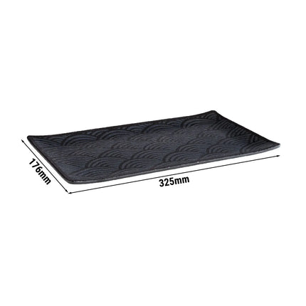 (6 pcs) GN 1/3 Gastronorm Tray - GGM Gastro DARK WAVE - Melamine - 325x176mm - Height: 20mm - Black