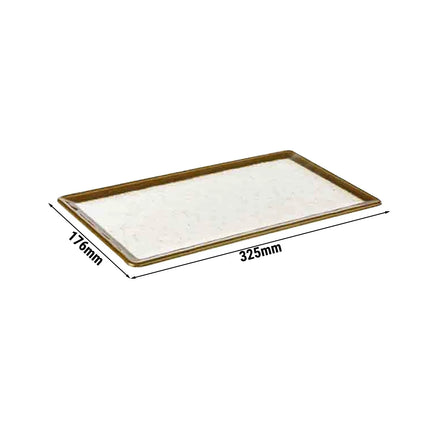 (6 pcs) GN 1/3 Gastronorm Tray - GGM Gastro STONE ART - Melamine - 325x176mm - Height: 15mm - Brown/White