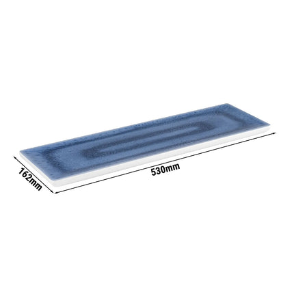(6 pcs) GN 2/4 Gastronorm Tray - GGM Gastro BLUE OCEAN - Melamine - 530x162mm - Height: 20mm - White/Blue