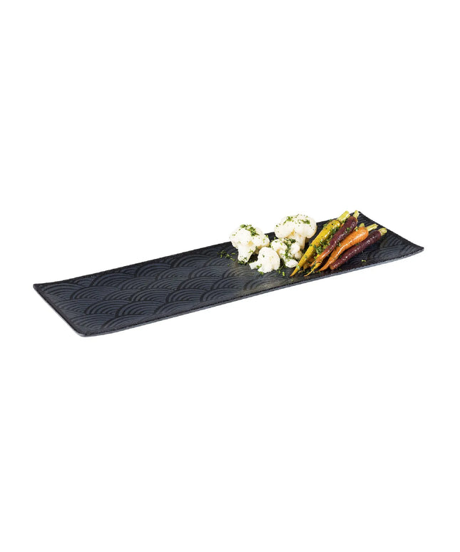 (6 pcs) GN 2/4 Gastronorm Tray - GGM Gastro DARK WAVE - Melamine - 530x162mm - Height: 20mm - Black