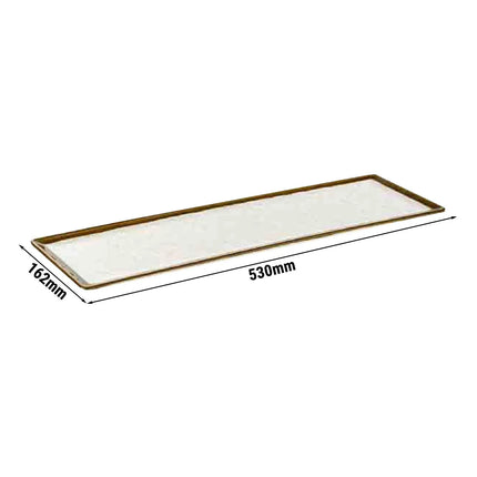 (6 pcs) GN 2/4 Gastronorm Tray - GGM Gastro STONE ART - Melamine - 530x162mm - Height: 15mm - Brown/White