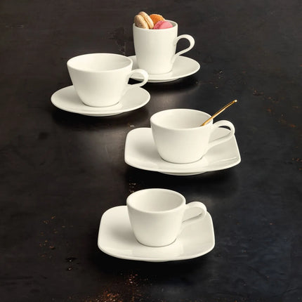 (6 pcs) SELTMANN WEIDEN | Cappuccino Cup Set – 220 ml – Cream Porcelain – Abrasion-protected finish