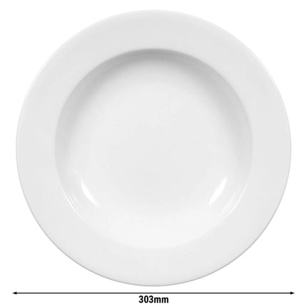 (6 pcs) SELTMANN WEIDEN | Meran Basic Side Plates – Flat – Ø 300 mm – White Porcelain – Ovenproof