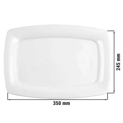 (6 pcs) SELTMANN WEIDEN | Savoy Gourmet Plates – Rectangular – Porcelain – White – 355×245 mm