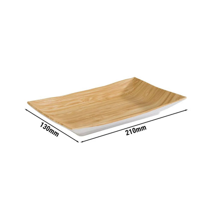 (6 pcs) Serving Tray - GGM Gastro BAMBOO - Melamine - 210x130mm - Height: 30mm - Beige/White