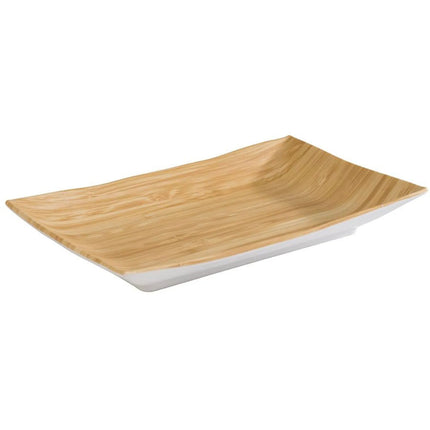 (6 pcs) Serving Tray - GGM Gastro BAMBOO - Melamine - 210x130mm - Height: 30mm - Beige/White
