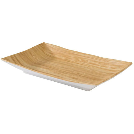 (6 pcs) Serving Tray - GGM Gastro BAMBOO - Melamine - 210x130mm - Height: 30mm - Beige/White