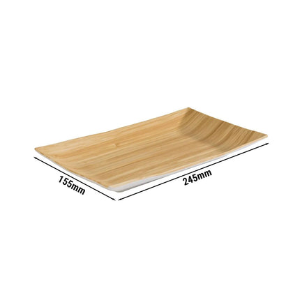 (6 pcs) Serving Tray - GGM Gastro BAMBOO - Melamine - 245x155mm - Height: 30mm - Beige/White