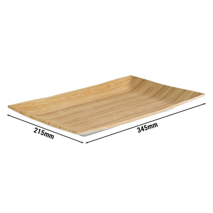 (6 pcs) Serving Tray - GGM Gastro BAMBOO - Melamine - 345x215mm - Height: 30mm - Beige/White