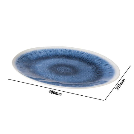 (6 pcs) Serving Tray - GGM Gastro BLUE OCEAN - Melamine - 480x355mm - Height: 30mm - Blue/White