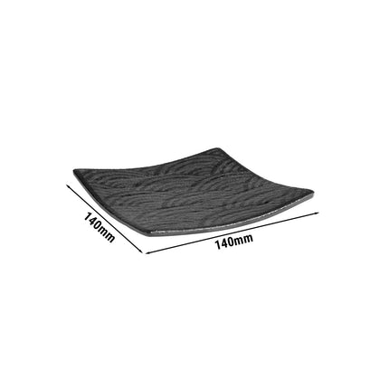 (6 pcs) Serving Tray - GGM Gastro DARK WAVE - Melamine - 140x140mm - Height: 20mm - Black