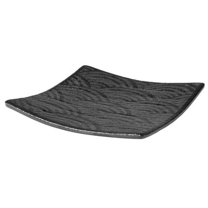 (6 pcs) Serving Tray - GGM Gastro DARK WAVE - Melamine - 140x140mm - Height: 20mm - Black