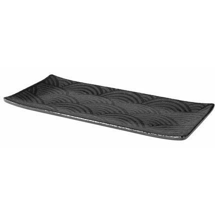 (6 pcs) Serving Tray - GGM Gastro DARK WAVE - Melamine - 230x105mm - Height: 15mm - Black