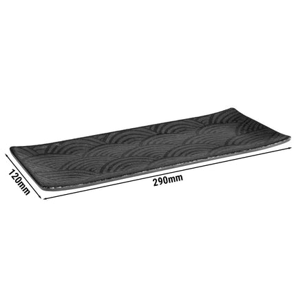 (6 pcs) Serving Tray - GGM Gastro DARK WAVE - Melamine - 290x120mm - Height: 15mm - Black