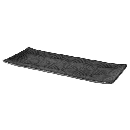 (6 pcs) Serving Tray - GGM Gastro DARK WAVE - Melamine - 290x120mm - Height: 15mm - Black