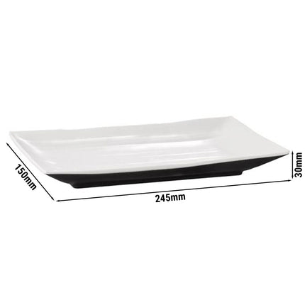 (6 pcs) Serving Tray - GGM Gastro HALFTONE - Melamine - 245x150mm - Height: 30mm - Black/White