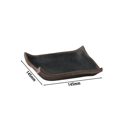 (6 pcs) Serving Tray - GGM Gastro MARONE - Melamine - 145x145mm - Height: 20mm - Black/Brown