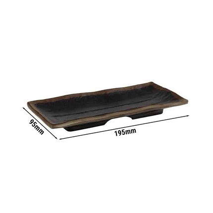 (6 pcs) Serving Tray - GGM Gastro MARONE - Melamine - 195x95mm - Height: 20mm - Black/Brown