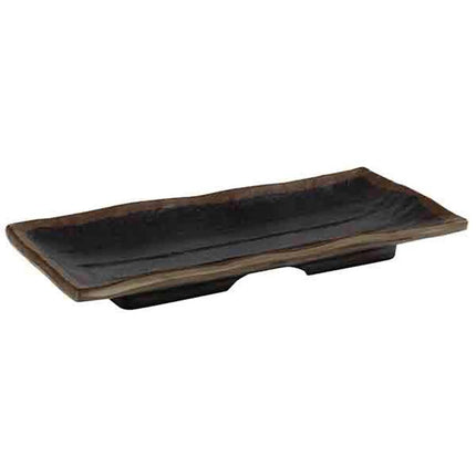 (6 pcs) Serving Tray - GGM Gastro MARONE - Melamine - 195x95mm - Height: 20mm - Black/Brown