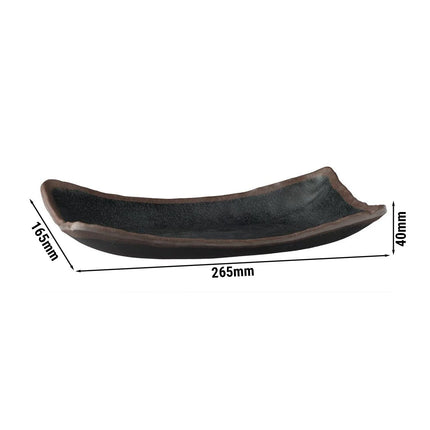 (6 pcs) Serving Tray - GGM Gastro MARONE - Melamine - 265x165mm - Height: 40mm - Black/Brown