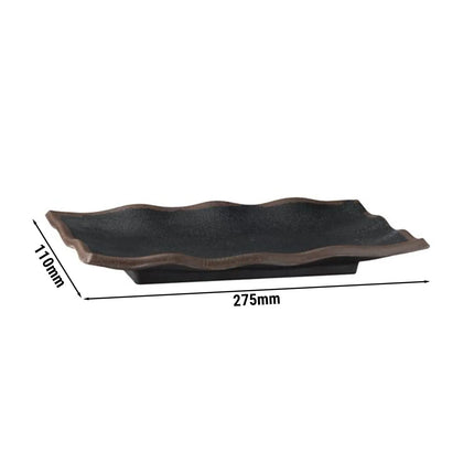(6 pcs) Serving Tray - GGM Gastro MARONE - Melamine - 275x110mm - Height: 20mm - Black/Brown