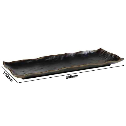 (6 pcs) Serving Tray - GGM Gastro MARONE - Melamine - 390x160mm - Height: 30mm - Black/Brown