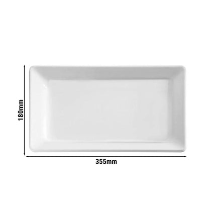 (6 pcs) Serving Tray - GGM Gastro PURE - Melamine - 355x180mm - Height: 25mm - White