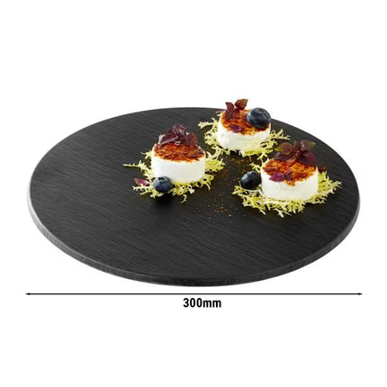 (6 pcs) Serving Tray - GGM Gastro SLATE - Melamine - Ø300mm - Height: 10mm - Black