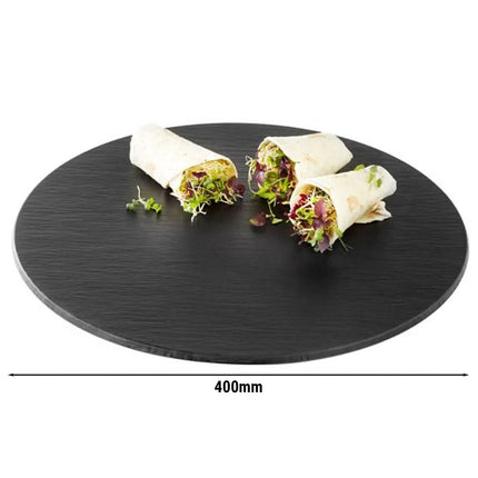 (6 pcs) Serving Tray - GGM Gastro SLATE - Melamine - Ø400mm - Height: 10mm - Black